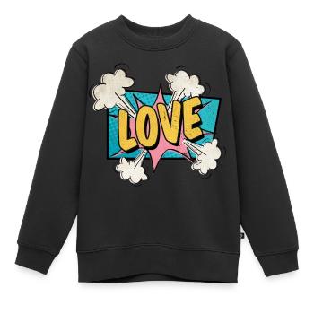 Love exploding BD style amoureux - Sweat Premium enfant bio - noir - Devant - AI Model Kid Female (0cm)