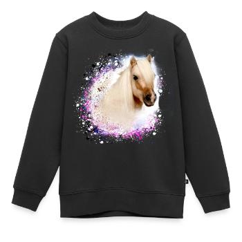 haflinger, cheval, graffiti, paysage, poney - Sweat Premium enfant bio - noir - Devant - AI Model Kid Female (0cm)