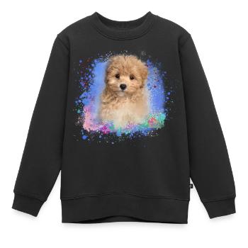maltipoo, malteser, hund , Malerei,graffiti,welpe - Kinder Premium Organic Sweatshirt - Schwarz - Vorne - AI Model Kid Female (0cm)