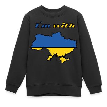 Vintage I'm with Ukraine - Sweat Premium enfant bio - noir - Devant - AI Model Kid Female (0cm)