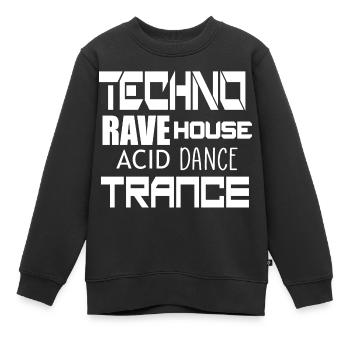 Techno Trance Tanz - Kinder Premium Organic Sweatshirt - Schwarz - Vorne - AI Model Kid Female (0cm)