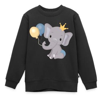 Elephant bébé premier anniversaire 1 an - Sweat Premium enfant bio - noir - Devant - AI Model Kid Female (0cm)