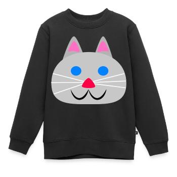 Süßes Katzengesicht - Kinder Premium Organic Sweatshirt - Schwarz - Vorne - AI Model Kid Female (0cm)