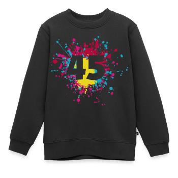 Numéro 45e éclaboussure de couleur - Sweat Premium enfant bio - noir - Devant - AI Model Kid Female (0cm)