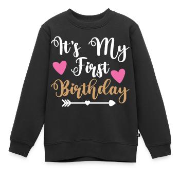 C’est mon premier anniversaire - Mein erster Geburtstag - Sweat Premium enfant bio - noir - Devant - AI Model Kid Female (0cm)