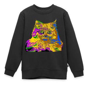 Colorful cat - Kids Premium Organic Sweatshirt - black - Front - AI Model Kid Female (0cm)