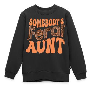 Somebody s Feral Aunt on back - Kids Premium Organic Sweatshirt - black - Front - AI Model Kid Female (0cm)