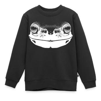 Frosch / Gesicht / Kopf / Portrait / Weiß - Kinder Premium Organic Sweatshirt - Schwarz - Vorne - AI Model Kid Female (0cm)