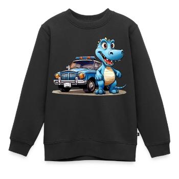 Dinosaurier Polizei Abenteuer - Drache - Kinder Premium Organic Sweatshirt - Schwarz - Vorne - AI Model Kid Female (0cm)