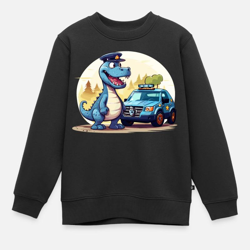 Dinosaurier Polizei Abenteuer - Drache - Kinder Premium Organic Sweatshirt - Schwarz