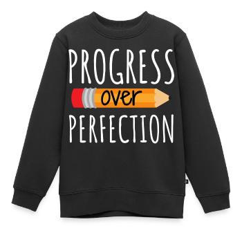 Le progrès plutôt que la perfection - Sweat Premium enfant bio - noir - Devant - AI Model Kid Female (0cm)