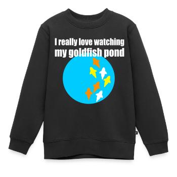 Banc de poissons rouges dans l’étang aux poissons rouges - Sweat Premium enfant bio - noir - Devant - AI Model Kid Female (0cm)