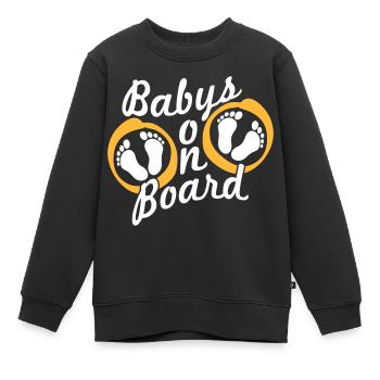 Bébés à bord de 2 jumelles enceintes, pieds du ventre - Sweat Premium enfant bio - noir - Devant - AI Model Kid Female (0cm)