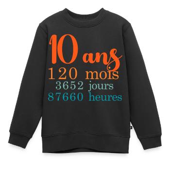 10 ans 10e anniversaire Joyeux 10e Anniversaire - Sweat Premium enfant bio - noir - Devant - AI Model Kid Female (0cm)