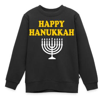 HAPPY HANUKKAH - Sweat Premium enfant bio - noir - Devant - AI Model Kid Female (0cm)