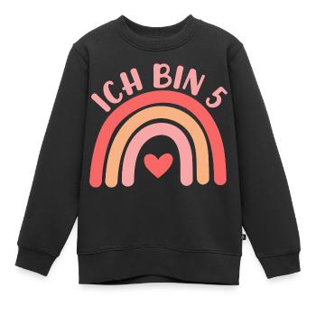 Ich bin 5 niedliche Regenbogen Design Junge Mädche - Kids Premium Organic Sweatshirt - black - Front - AI Model Kid Female (0cm)