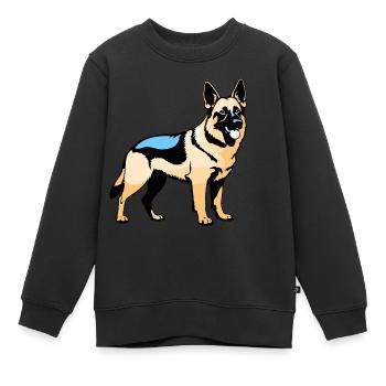 German Shepherd - Pet Dog Design - Kids Premium Organic Sweatshirt - black - Front - AI Model Kid Female (0cm)