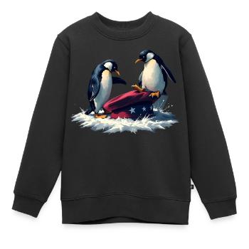 Résistez à la protestation Grunge des Pingouins - Sweat Premium enfant bio - noir - Devant - AI Model Kid Female (0cm)
