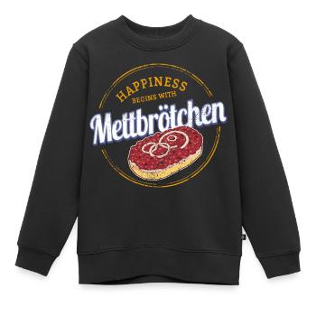 Mettbrötchen Onion Vintage Hackepeter Buns - Sweat Premium enfant bio - noir - Devant - AI Model Kid Female (0cm)