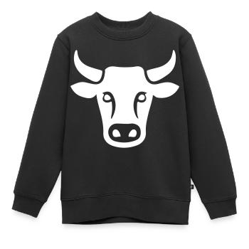 Kuh Rind Kopf - Kinder Premium Organic Sweatshirt - Schwarz - Vorne - AI Model Kid Female (0cm)