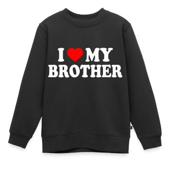 i love my brother - Kinder Premium Organic Sweatshirt - Schwarz - Vorne - AI Model Kid Female (0cm)