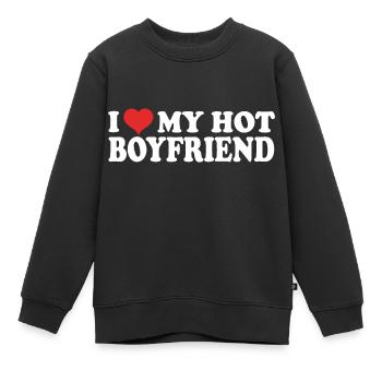 I Love My Boyfriend - Kinder Premium Organic Sweatshirt - Schwarz - Vorne - AI Model Kid Female (0cm)