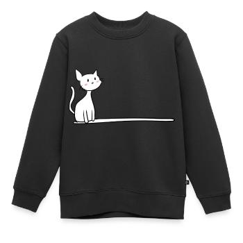 Ligne mignonne caressée par chat - Sweat Premium enfant bio - noir - Devant - AI Model Kid Female (0cm)