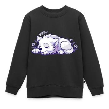 Schlafender Hund - Aufkleber - Kinder Premium Organic Sweatshirt - Schwarz - Vorne - AI Model Kid Female (0cm)