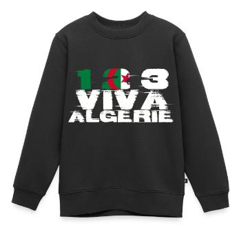 Un Deux Trois Vive l'Algérie - Sweat Premium enfant bio - noir - Devant - AI Model Kid Female (0cm)