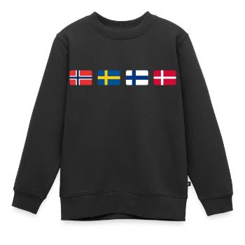 Drapeaux scandinaves - Sweat Premium enfant bio - noir - Devant - AI Model Kid Female (0cm)