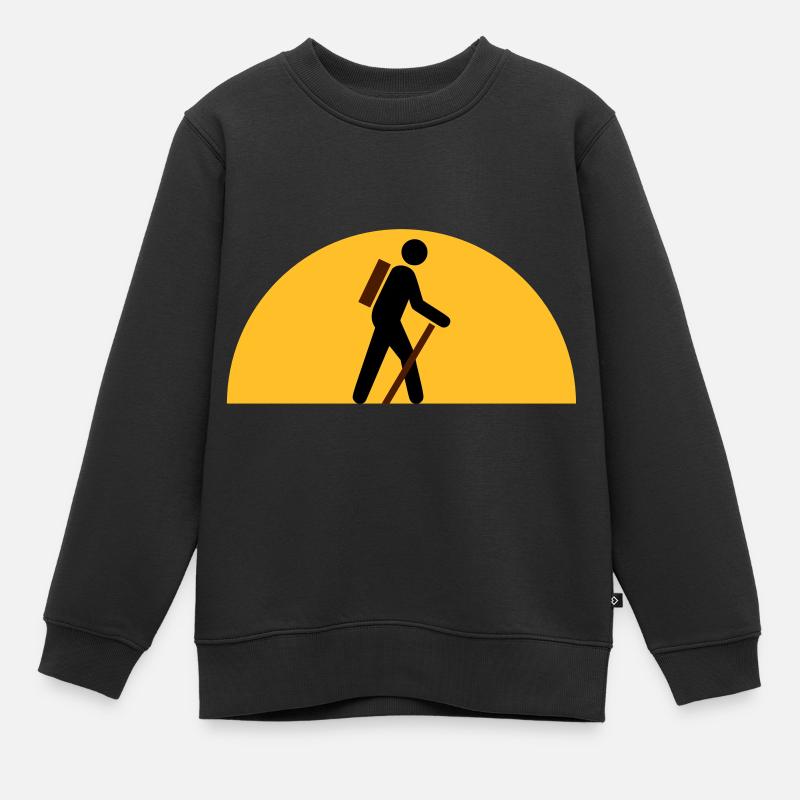 ★ Designfarben änderbar ★ Wanderer, Himmelskörper - Kinder Premium Organic Sweatshirt - Schwarz