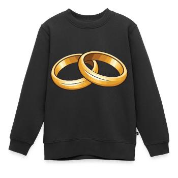 Anneaux de mariage symbole mariage - Sweat Premium enfant bio - noir - Devant - AI Model Kid Female (0cm)