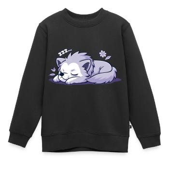 Schlafender Wolf - Aufkleber - Kinder Premium Organic Sweatshirt - Schwarz - Vorne - AI Model Kid Female (0cm)