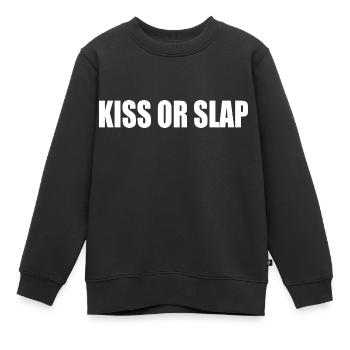 Kiss or slap - Sweat Premium enfant bio - noir - Devant - AI Model Kid Female (0cm)