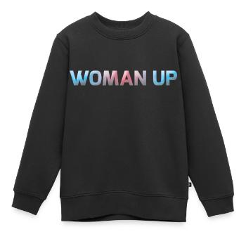 Woman Up - Kinder Premium Organic Sweatshirt - Schwarz - Vorne - AI Model Kid Female (0cm)