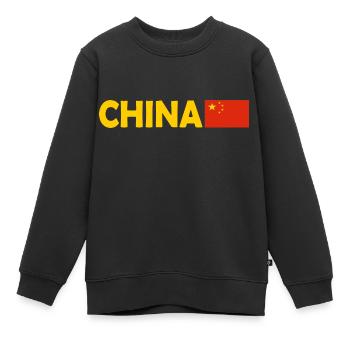 China - Kinder Premium Organic Sweatshirt - Schwarz - Vorne - AI Model Kid Female (0cm)