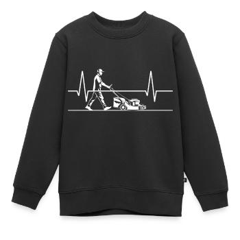 Tondeuse à gazon Heartbeat Herbe tondre jardinage - Sweat Premium enfant bio - noir - Devant - AI Model Kid Female (0cm)