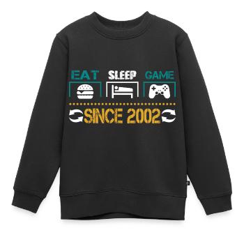 Eat, Sleep, Game, Repeat, Controller, since 2002 - Kinder Premium Organic Sweatshirt - Schwarz - Vorne - AI Model Kid Female (0cm)