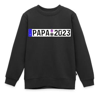 Papa 2023 Vater werden Nummernschild - Kinder Premium Organic Sweatshirt - Schwarz - Vorne - AI Model Kid Female (0cm)