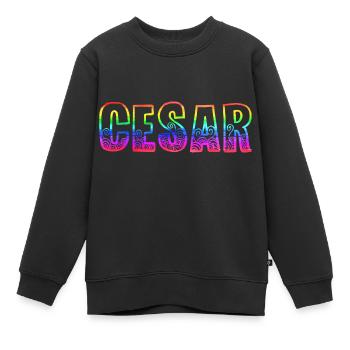 Cesar RS Arc-en-ciel - Sweat Premium enfant bio - noir - Devant - AI Model Kid Female (0cm)
