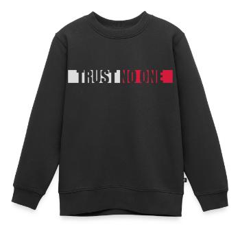 trust no one Zitat - Kinder Premium Organic Sweatshirt - Schwarz - Vorne - AI Model Kid Female (0cm)