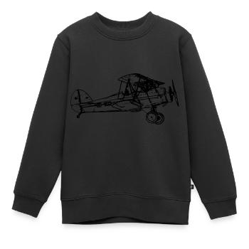 Flugzeug Doppeldecker - Kinder Premium Organic Sweatshirt - Schwarz - Vorne - AI Model Kid Female (0cm)