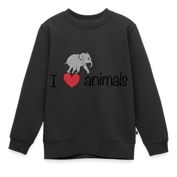 ich liebe tiere elefant tierliebe - Kinder Premium Organic Sweatshirt - Schwarz - Vorne - AI Model Kid Female (0cm)