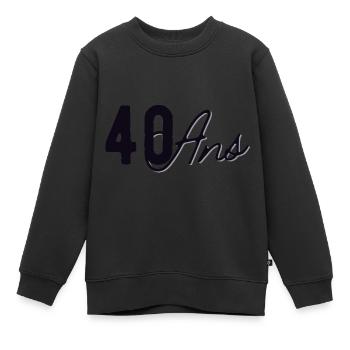 40 Ans - Sweat Premium enfant bio - noir - Devant - AI Model Kid Female (0cm)