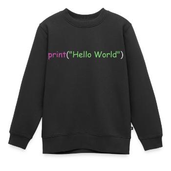 Hello World programmation Python C++ C # - Sweat Premium enfant bio - noir - Devant - AI Model Kid Female (0cm)