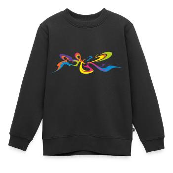 Papillon psychédélique - Dos Graffiti Design - Sweat Premium enfant bio - noir - Devant - AI Model Kid Female (0cm)