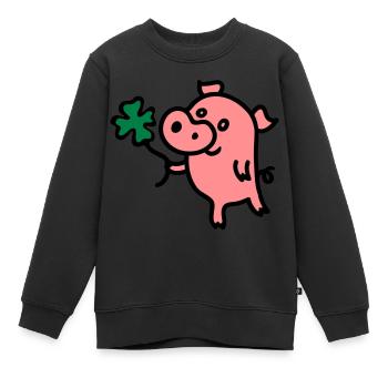 Schweinchen Klee 3 - Kinder Premium Organic Sweatshirt - Schwarz - Vorne - AI Model Kid Female (0cm)