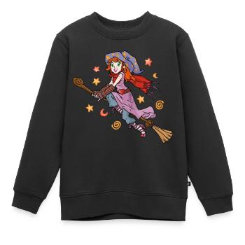 Manga Hexe auf Besen - Kinder Premium Organic Sweatshirt - Schwarz - Vorne - AI Model Kid Female (0cm)