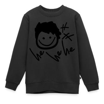 er, er he_smile_boy - Kinder Premium Organic Sweatshirt - Schwarz - Vorne - AI Model Kid Female (0cm)