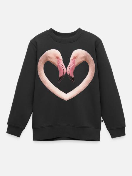 Flamingo-Herz - Kinder Premium Organic Sweatshirt - Schwarz